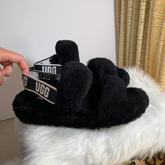 UGG Oh Yeah double strap flat sandals in black Size 9 - Picture 8 of 14